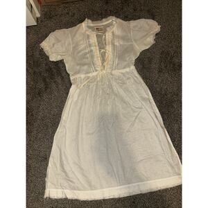 Twill twenty two lace up dress all white size M